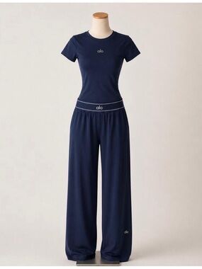 ALO Yoga Navy Wide-Leg Jumpsuit